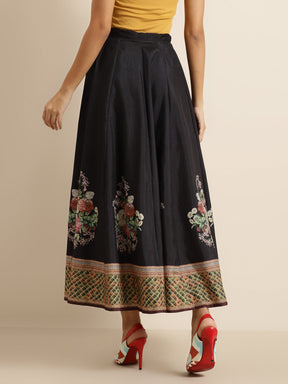 Black Floral Kali Skirt