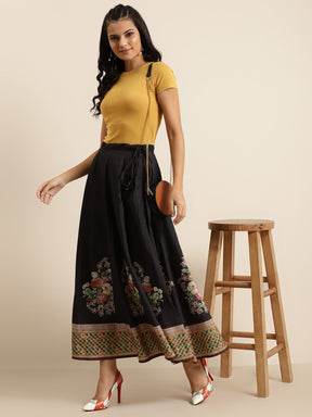 Black Floral Kali Skirt