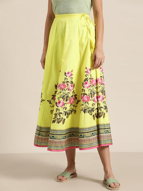 Yellow Floral Kali Skirt-Skirts-SASSAFRAS
