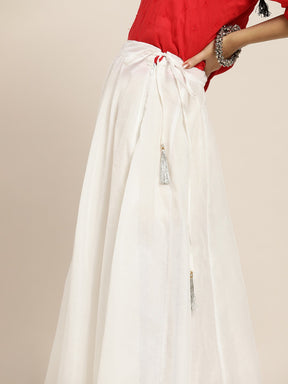 White Zari Tassels Anarkali Skirt