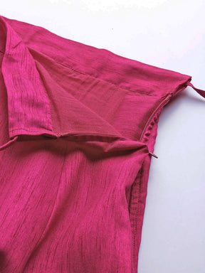 Fuchsia Foil Print Anarkali Skirt