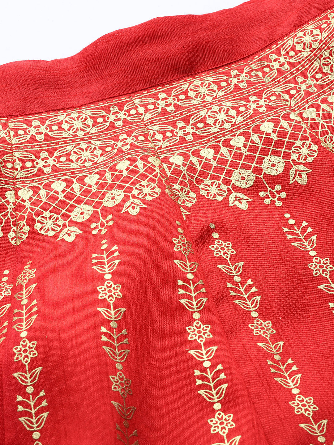 Red Foil Print Anarkali Skirt