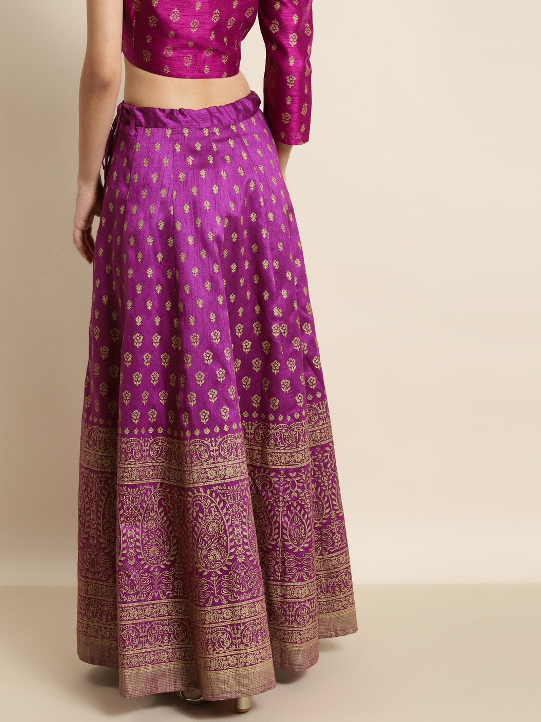Purple Foil Paisley Anarkali Skirt