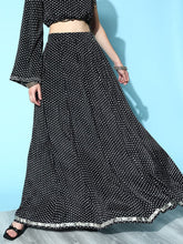 Women Black Tie & Dye Pocket Anarkali Skirt-Skirts-SASSAFRAS