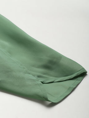 Women Green Pleated Dhoti Skirt