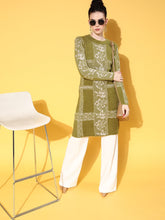 Green & White Hair Wool Long Sweater-Shae by SASSAFRAS