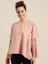 Baked Pink Kimono Sleeve Boxy Top-Tops-SASSAFRAS