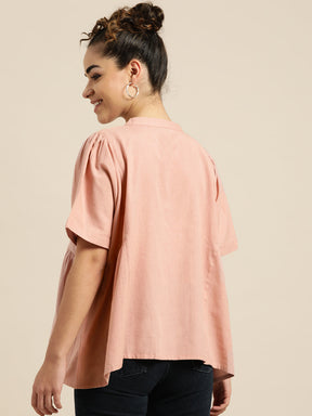 Baked Pink Kimono Sleeve Boxy Top