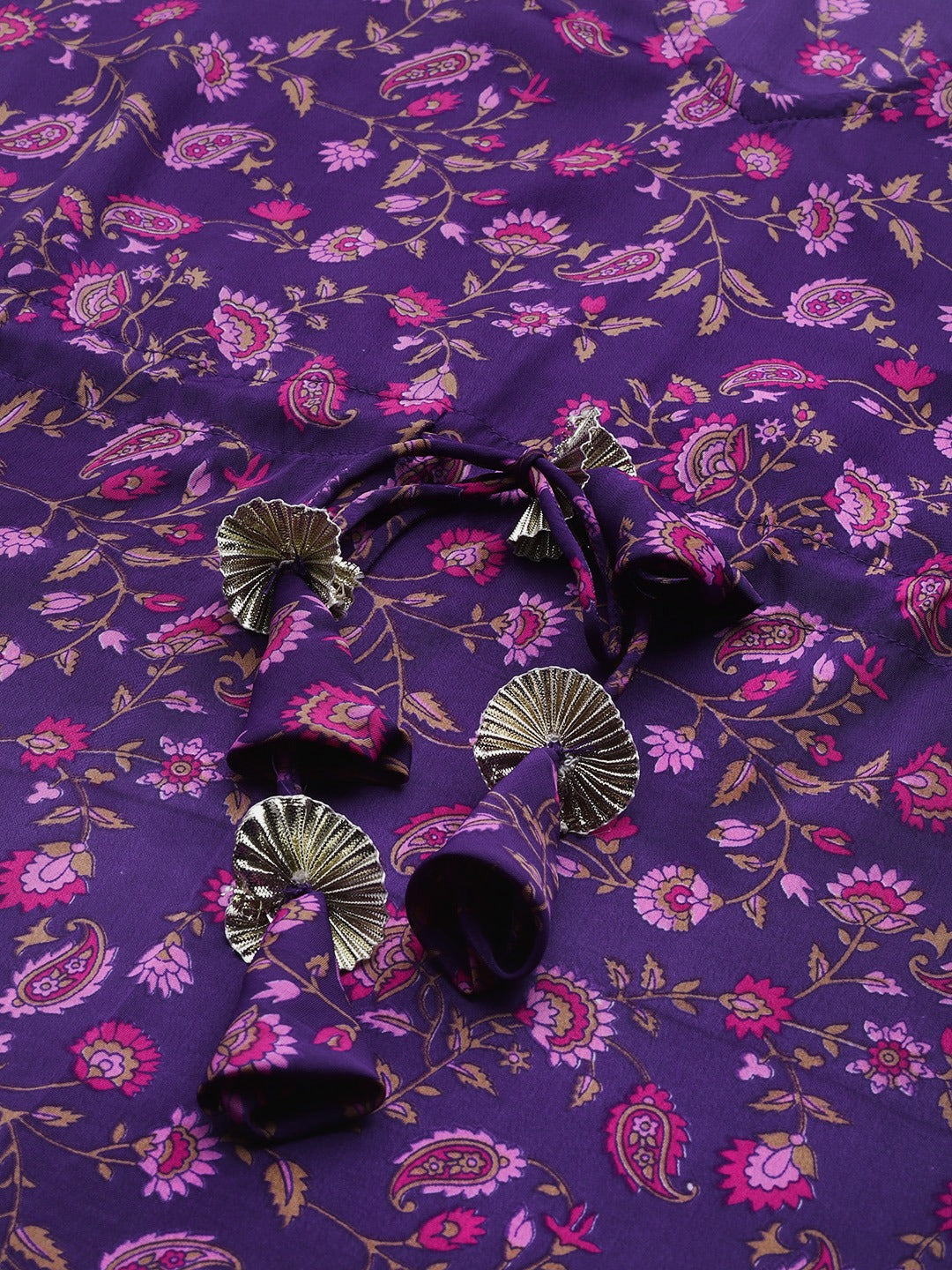 Women Purple Floral Short Kaftan Top