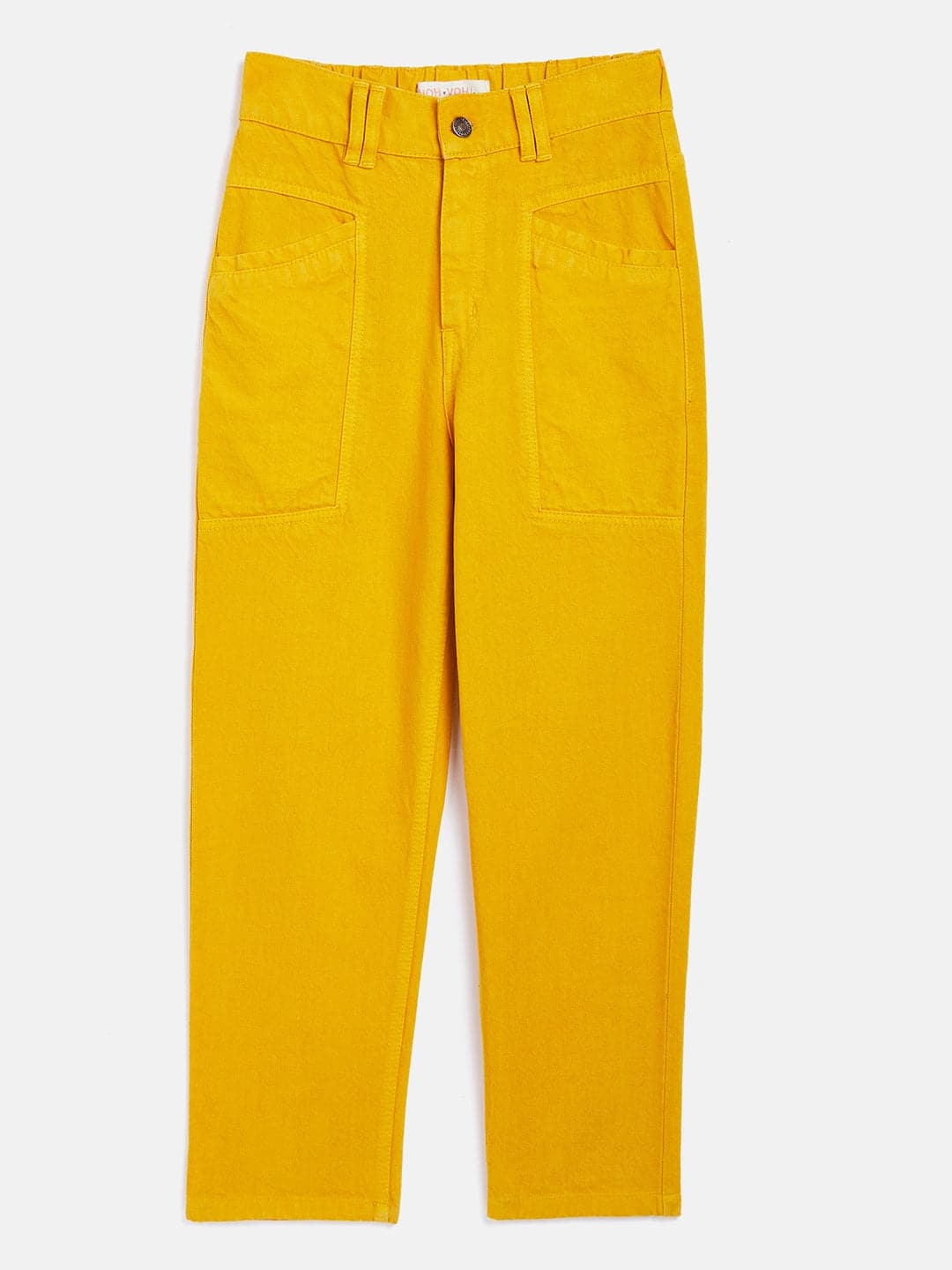 Girls Mustard Front Pocket Straight Jeans-Girls Jeans-SASSAFRAS
