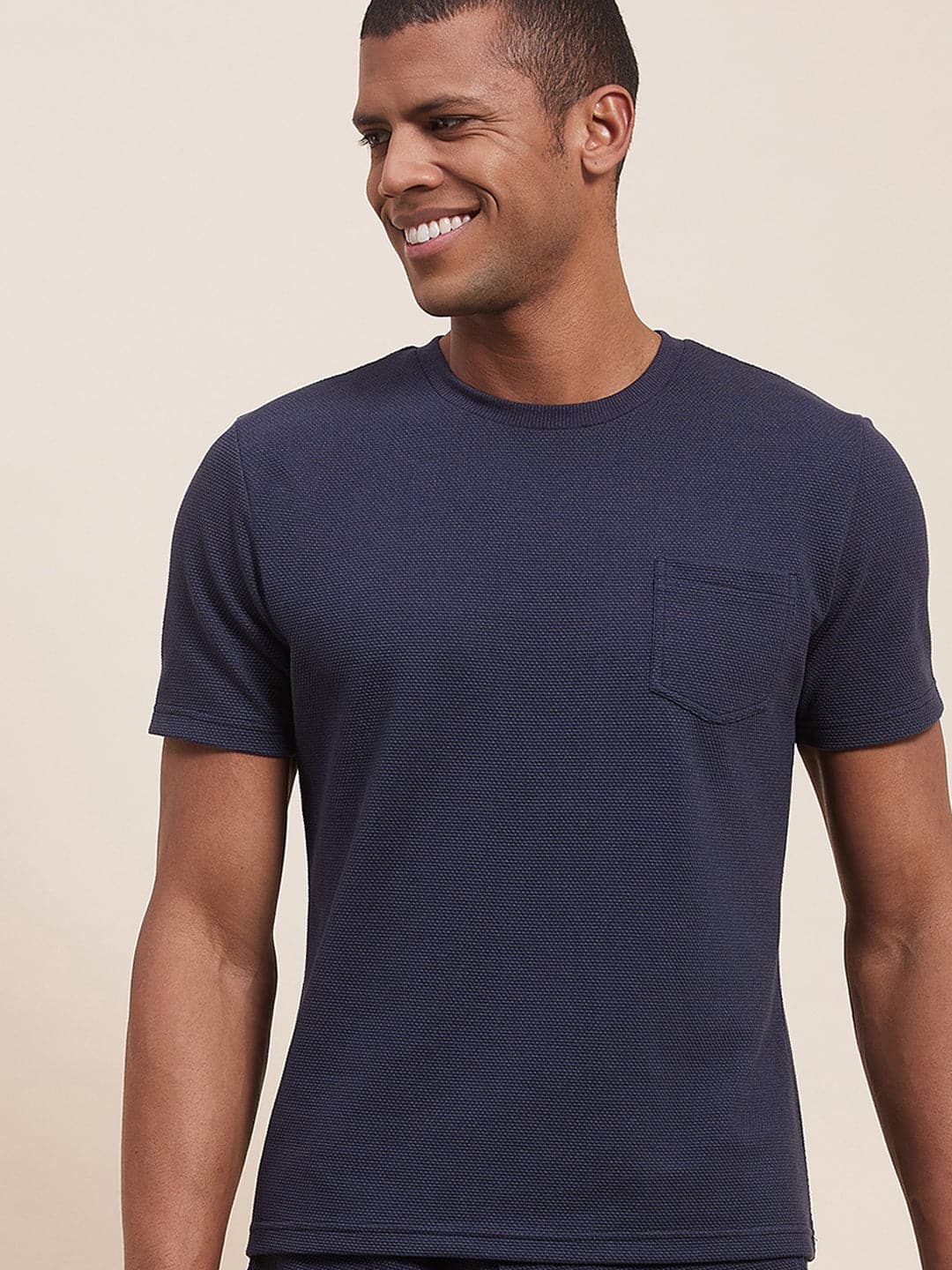 Men's Navy Slim Fit Pocket T-Shirt-Men's T-Shirt-SASSAFRAS
